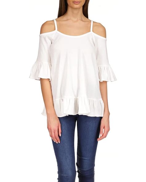 michael michael kors cold shoulder ruffle top 